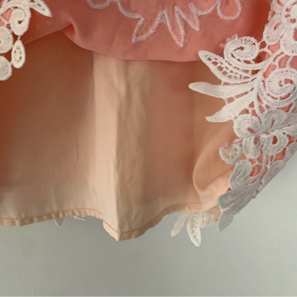 Loft Shirt Womens Extra Small XS Pink Orange Peach Tank Top Pleated Flowers - Picture 6 of 8